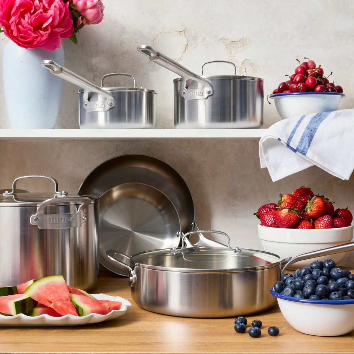 Bobby Flay by GreenPan Chef Series Uncoated Stainless Steel 10-Piece Cookware Set