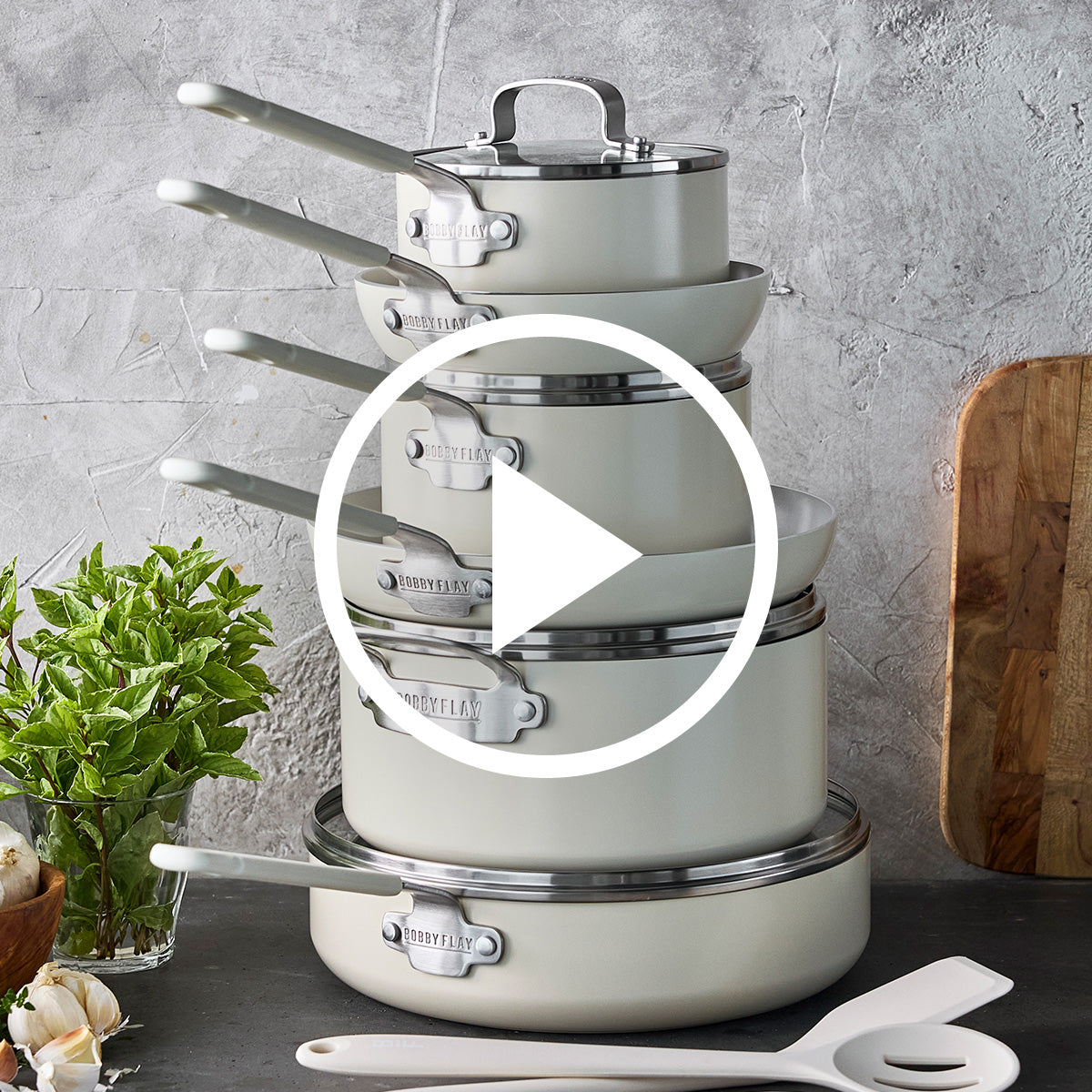 Bobby Flay by GreenPan Professional Ceramic Nonstick 13-Piece Cookware Set | Cream