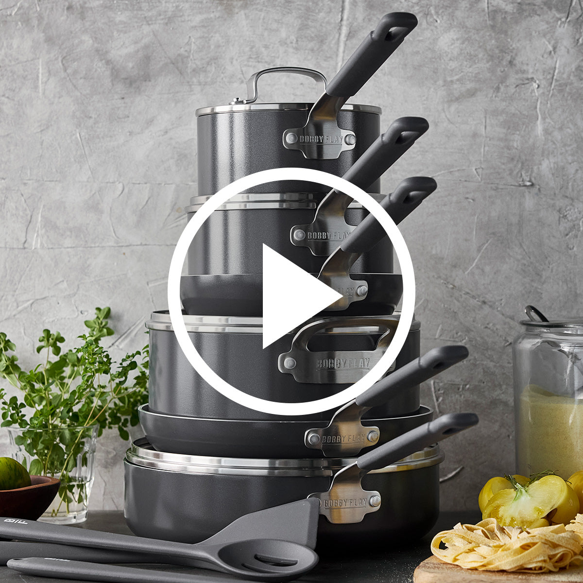 Bobby Flay by GreenPan Professional Ceramic Nonstick 13-Piece Cookware Set | Graphite