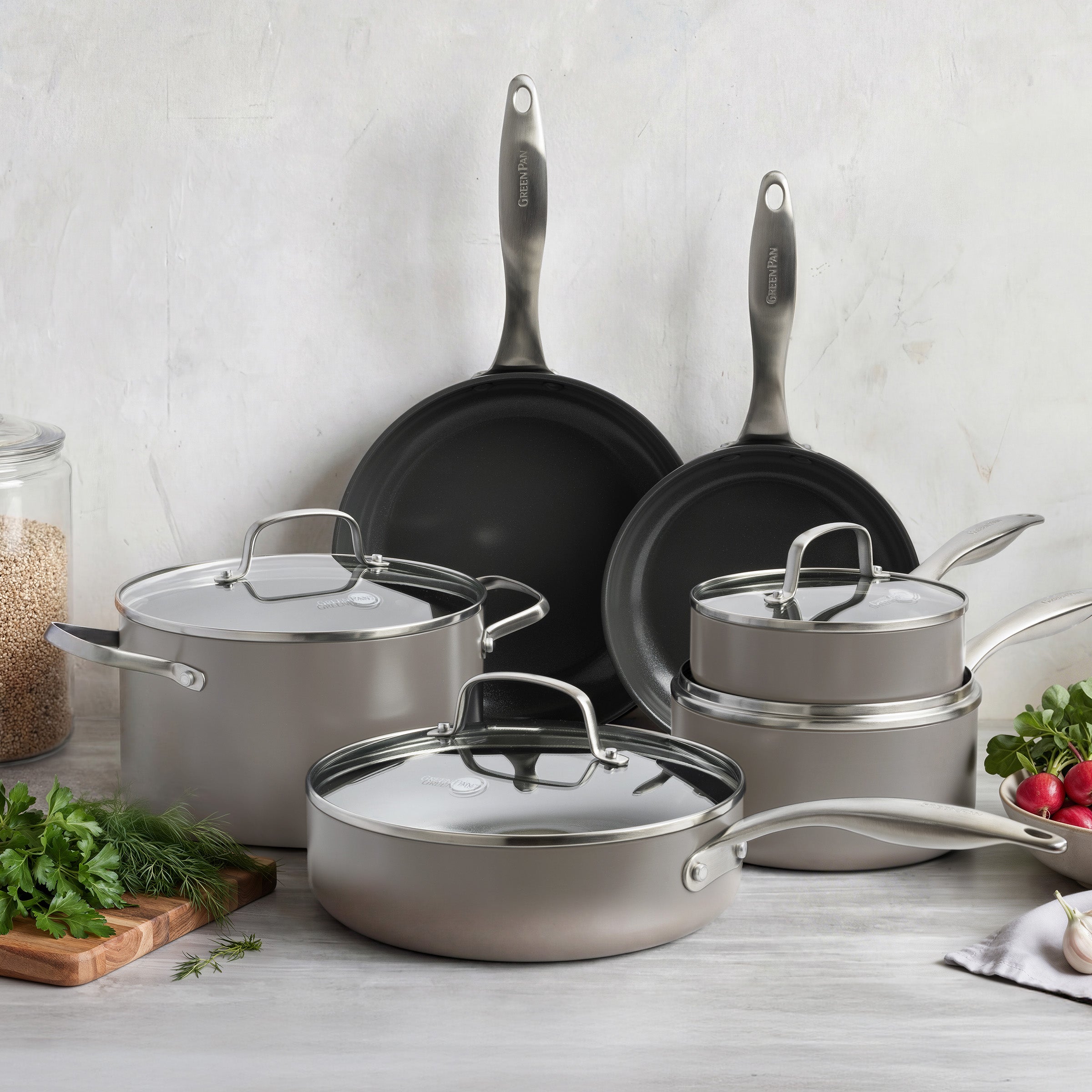 Canterbury Ceramic Nonstick 10-Piece Cookware Set | Clay