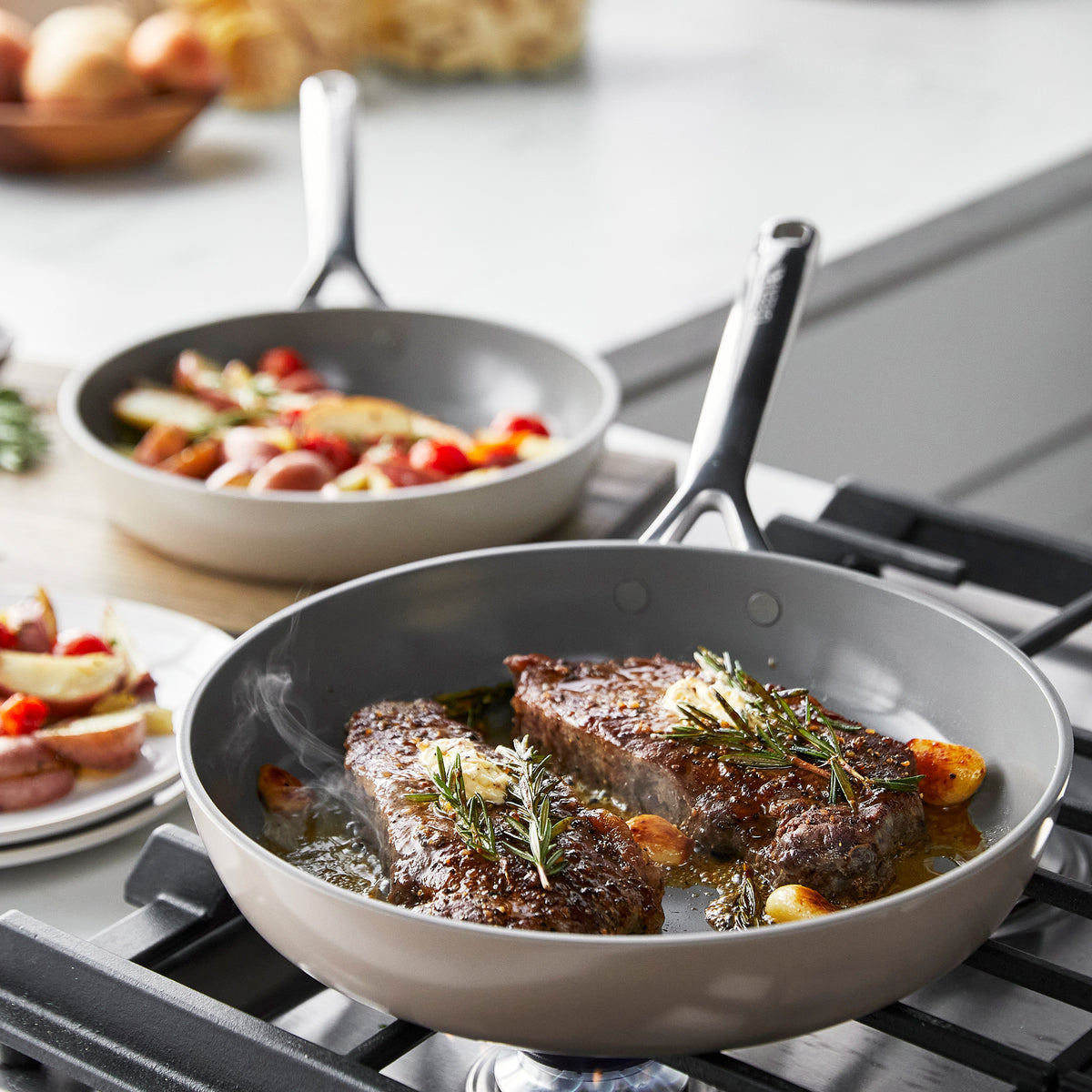 GP5 Colors Ceramic Nonstick 11-Piece Cookware Set with Mirror Handles | Taupe