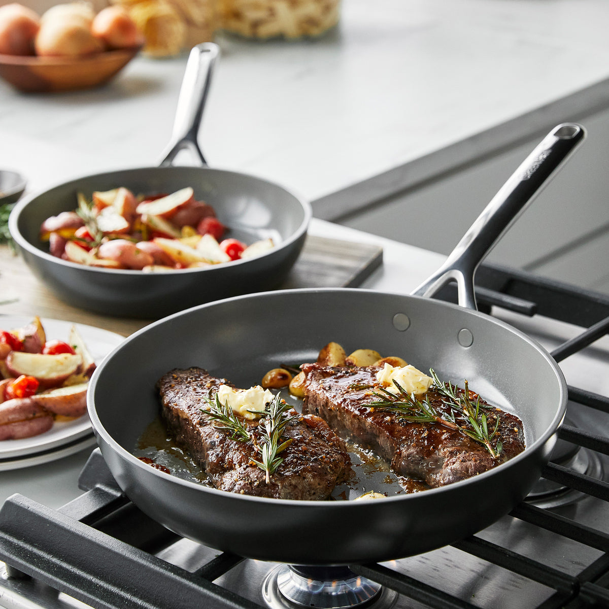 GP5 Colors Ceramic Nonstick 11-Piece Cookware Set with Mirror Handles | Cocoa