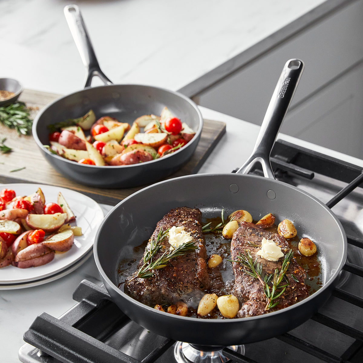 GP5 Colors Ceramic Nonstick 11-Piece Cookware Set with Mirror Handles | Slate